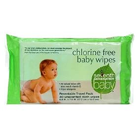 Seventh Generation, Chlorine Free, Unscented Baby Wipes with Aloe Vera and Vitamin E, 36 count travel refill