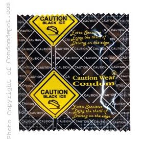 Caution Wear Condoms - Black Ice (Case of 1000)