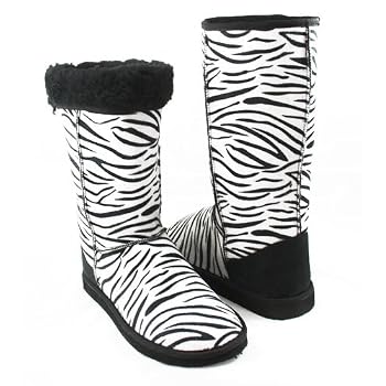 Zebra soft furry winter boots for women