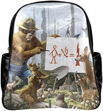 Seallm Unisex Smokey Bear Mascot Only You Black Multi Pocket Backpack