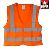 Neiko High Visibility Neon Orange Zipper Front Safety Vest with Reflective Strips - Meets ANSI/ISEA Standards, Size XXL