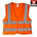 Neiko High Visibility Neon Orange Zipper Front Safety Vest with Reflective Strips - Meets ANSI/ISEA Standards, Size XXL
