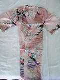 Women's 100% Thai Silk Robes- Asian Peacock Design- Pale Pink (Free Size)