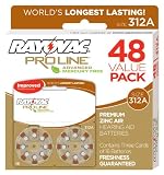 Rayovac Proline Size 312 Hearing Aid Batteries, 48 Pack