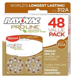 Rayovac Proline Size 312 Hearing Aid Batteries, 48 Pack