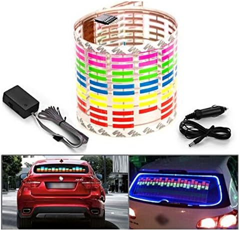 ZETE DC 12V Sound Sensitive Music Beat Activated Car Sticker Equalizer Glow Colorful LED Light with Car Cigarette Charger Decoration 45x11cm