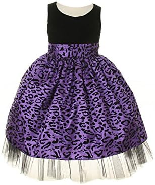 Big Girls Purple Velvet Top Taffeta Cheetah Print Flower Girl Dress 16