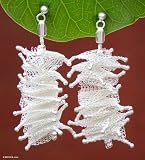 Earrings, 'Silver Webs' 1 W 2.4 L