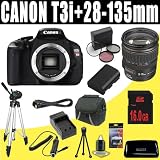 Canon EOS Rebel T3i 18 MP CMOS Digital SLR Camera Body & Canon EF 28-135mm f/3.5-5.6 IS USM Standard Zoom Lens + 16GB SDHC Deluxe Accessory Kit