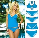 Sunsets Collection - Caribben Blue Underwire Twist Halter Top Style 59