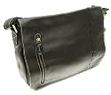Soft Black Genuine Leather Laptop Messenger Bag by Neptune Giftware