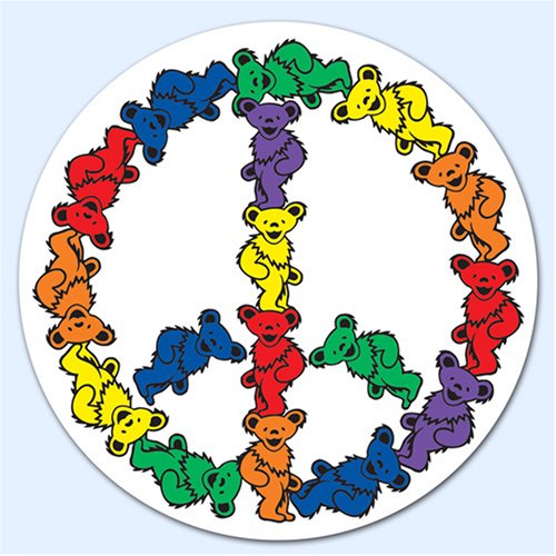 Grateful Dead Dancing Bears Peace Sticker ~Vinyl 'Peace' Bumper Sticker