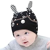（サクララ）Sakulala ベビー 赤ちゃん 新生児用　帽子 ハット キャップ 子ども 子供 幼児 コットン 綿 耳 角 付き 女の子 男の子 ブラック