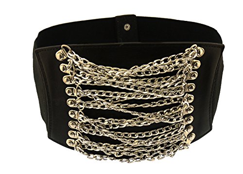 Blingkicks women's wide corset waist stretch belt cuban chains