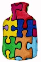 Warm Tradition PUZZLE PIECES FLEECE CHILDREN'S Covered Hot Water Bottle - Bottle made in Germany, Cover made in USA