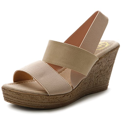 Ollio Women's Shoe Strappy High Heel Wedge Platform Sandal