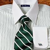Textured Stripe White Collar Dress Shirt