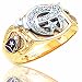 Men's 10K Yellow Gold Solid W/O DIA Back Red Stone Masonic Ring