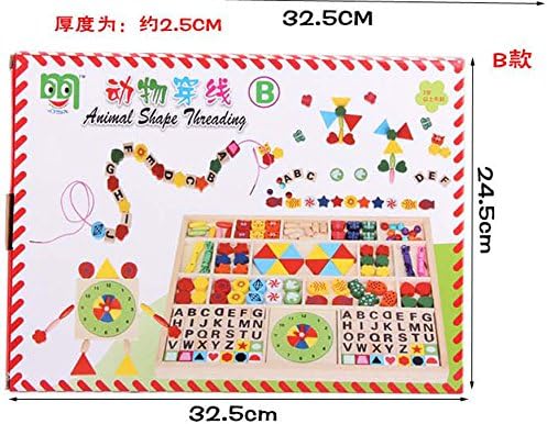 Multifunctional Children's Educational Wooden Toys Began Wearing Rope Animal Alphabet Beads Printing Threading Game Toy