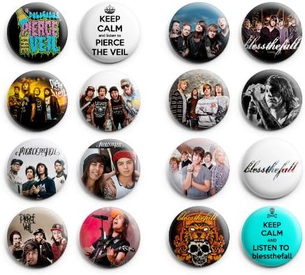 Pierce the Veil / Blessthefall Pinback Buttons 16Pcs 1.25 inch Mix Set