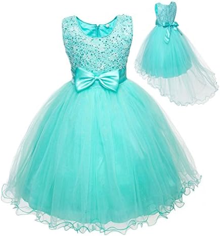 Kid Flower Girl Hi-low Hem Pageant Wedding Party Fancy Dress Blue SZ 5-9 Z643 (30(suitable for 8 years))