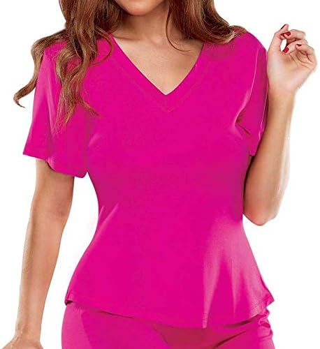 Bamboo Magic V-Neck Tee Shirt Pink Large