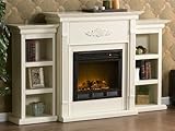 Tennyson Electric Fireplace w/ Bookcases Ivory