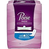Poise Moderate Absorbency Incontinence Pads, Long, 54 Count (Pack of 4)