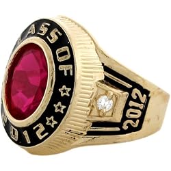 10k Real Gold Class of 2012 Synthetic Ruby July Birthstone Mens Ring