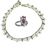 Silver Jewelry Set Pair of Ankle Bracelet and Toe Ring Indian Foot Jewelry 51 gms.10 inches (anklts514)
