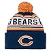 Outerstuff NFL Youth Boys 8-20 Cuffed Knit with Pom Hat-Deep Obsidian -1 Size, Chicago Bears
