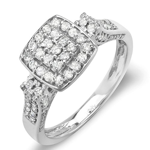 Cheap 14K White Gold Engagement Brilliant Round Diamond Ring (0.50 cttw, H-I Color, SI2-3 Clarity)