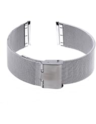 22mm Unisex Mesh Steel Watch Band Strap Bracelet Buckle Silver Fashion