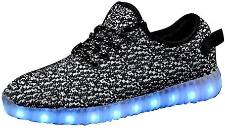 GUIDEKING 11 Color Modes Men Women and Kids' LED Light Up Shoes Slip-on Loafers Sneakers, 03L.Black, 38
