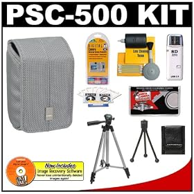 Canon PowerShot PSC-500 Carrying Case + Tripod + Accessory Kit for A480, A1000 IS, A1100 IS, A2000 IS, A2100 IS, SD770 IS, SD780 IS, SD790 IS, SD850 IS, SD870 IS, SD880 IS, SD890 IS, SD900 IS, SD940 IS, SD950 IS, SD960 IS, SD970 IS, SD980 IS, SD990 IS, SD1200 IS, E1, S90 & TX1 Digital Cameras