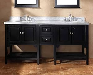 Bathroom Double Vanity on Amazon Com  72  Double Sink Bathroom Vanity W  Carrara White Top By