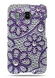 Rhinestones Protector Case for HTC Inspire 4G, Purple Lace Flowers Full Dia ....