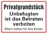 Produkt-Bild: Aluminium Schild Privatgrundst&uuml;ck Unbefugten ist das Betreten verboten 250x350 mm gepr&auml;gt Verbotsschild Verbotschild