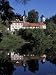 View Across Water to Castle and Village of Karlstejn Reflected in Berounka River, Czech Republic Photographic Poster Print by Richard Nebesky, 12x16