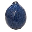 Handmade Terracotta Vase with Blue Speckled Glaze - Bulb Style