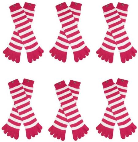 RSG Hosiery Men's & Women's Toe Socks 6-Pack (Pink/White Stripe)