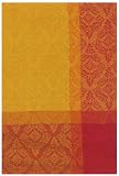 100% Cotton Jacquard Yellow and Rust Dishtowel 18" X 28" Set / 6