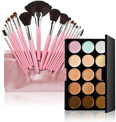 Hongteen Professional Camouflage Makeup Concealers Palette Kit + 18pcs Goat Hair Makeup Brushes Set