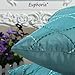 CaliTime Cushion Covers Pillows Shell Teal Ground Embroidered 18 X 18 Inches Two-tone Geometric Waves