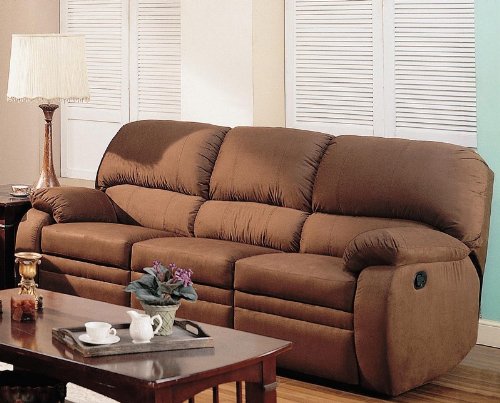 Annette Reclining Sofa in Chocolate Microfiber