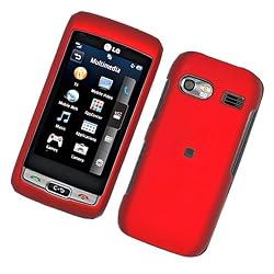 LG Vu Plus GR700 (AT&T) Rubberized Snap-On Protector Hard Case, Red
