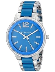 Anne Klein Womens AK/1609BLSV Silver-Tone and Blue Resin Link Bracelet Watch
