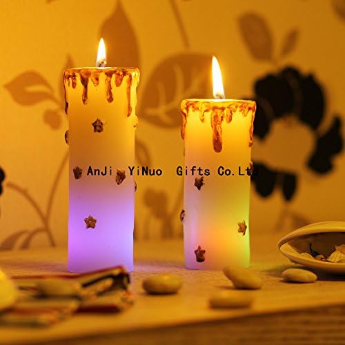Set of 2 Christmas Supplies LED Decorative Flickering Color Changing Candle with Real Flame