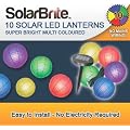Solar Brite Deluxe Chinese Hanging Lanterns - 10 Multi Coloured Solar LED Super Bright Decorative String, choice of light effect. Ideal for Trees, Gardens, Parties & More... PRE-ASSEMBLED