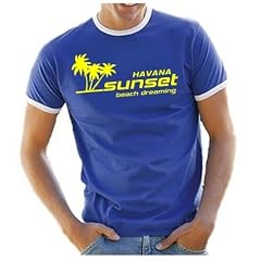Coole-Fun-T-Shirts Herren Havana Sunset beach dreaming RINGER  T-SHIRT